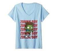 Mujer Zombi Boy Cute Adorable Kawaii Halloween Zombies Camiseta Cuello V