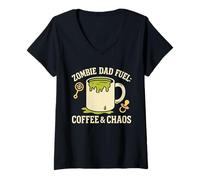 Mujer Zombie Dad Apocalypse Parent Horror Papá Humor Halloween Camiseta Cuello V