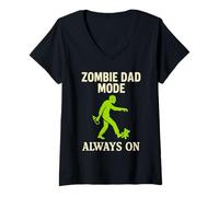 Mujer Zombie Dad Apocalypse Parent Horror Papá Humor Halloween Camiseta Cuello V