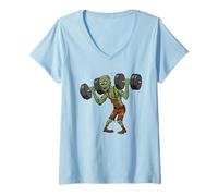 Mujer Zombie Halterofilia Muertos vivientes Gimnasio Entren Camiseta Cuello V