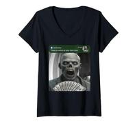 Mujer Zombie Hay Movimiento en tu Puerta Principal Halloween Horror Camiseta Cuello V