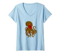 Mujer Zombie Octopus Ocean Animal - Muertos vivientes susto Boo Spook Camiseta Cuello V