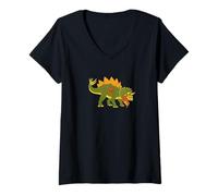 Mujer Zombie Stegosaurus Dinosaurio Dino - Undead Scare Boo Spook Camiseta Cuello V
