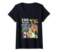 Mujer Zoo La-La Zoo Animales Safari Fiesta Un Día En El Zoo Camiseta Cuello V