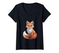 Mujer Zorro Encantador Espíritu De La Naturaleza Camiseta Cuello V