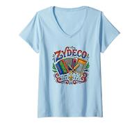 Mujer Zydeco Música Camiseta Cuello V
