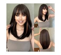 Mujera de la peluca altas temperaturas diarias Cosplay Use pelucas cortas de corte de duendecillo de color marrón oscuro.