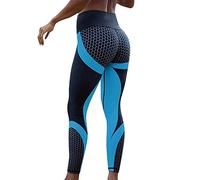 Mujeres 3D Print Yoga Skinny Workout Gym Leggings Deportes Entrenamiento Pantalones recortados (Sky Blue, L)