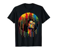 Mujeres africanas Afro Color Pintado Cara Juneteenth Goteo Camiseta