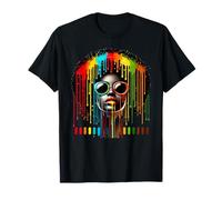 Mujeres africanas Afro Color Pintado Cara Juneteenth Goteo Camiseta