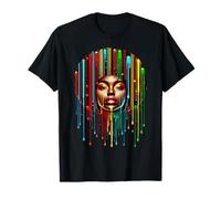 Mujeres africanas Afro Color Pintado Cara Juneteenth Goteo Camiseta