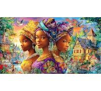 Mujeres aFricanas Puzzle de 1000 Piezas - Papel Reciclado Puzzle para Adultos y niños DesaFío edugatoivo 38x52/1000pcs