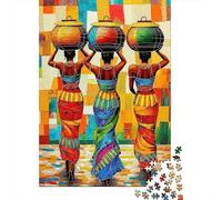 Mujeres africanas Que Llevan Rompecabezas Clásico 1000 Piezas para Jugadores Adultos, Cartón Premium, Decoración Interior, Regalo Cumpleaños, Juego De Reto Difícil 38x26cm/1000pcs