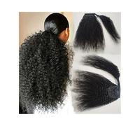 Mujeres Afro Kinky Curly Wrap Around Ponytail Extensiones de cabello humano 8-20 pulgadas Cabello Remy brasileño Cabello afro rizado Pony Tail Postizo for mujeres negras Uso diario(14inches)