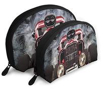 Mujeres American Hot Rod Roadster withBackground Bolsas de cosméticos de viaje Impermeable 2PC Maquillaje Bolsa de embrague Cosméticos y artículos de tocador Organizador Bolsa de viaje portátil Nece