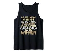 Mujeres Amorosas Amable Fuerte Valiente Capaz Hermosa Feminista Camiseta sin Mangas