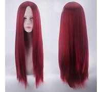 Mujeres Anime Basic 80 CM Straight BURGUNDY cosplay peluca larga diaria Universal Pelo sintético Borgoña Central Parting Wigs 80cm Common BURGUNDY peluca 80cm