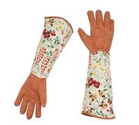 Mujeres antideslizantes for las tarjetas domésticas guantes transpirables jardinería damas flor nylon pu de(Sun Flower Brown)