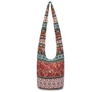 Mujeres Bolsos de hombro Moda lona Hippie Crossbody Bolsas Bohemia Animal Impresiones Hobo Bolsas, naranja/fiesta de bloques