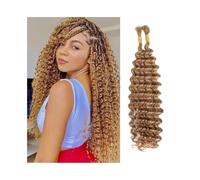 Mujeres Cabello humano a granel for trenzas bohemias, rubio n.° 27, 100 g/paquete, mechones de cabello trenzado de ondas profundas sin trama Extensiones para trenzas(10inches)