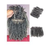 Mujeres Cabello humano afro rizado y trenzado gris mixto, 1 paquete/50 g, cabello birmano sin trama Extensiones para trenzas(14inches)