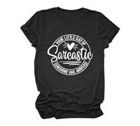 Mujeres Casual Estampado Manga Corta Cuello Redondo Camiseta Suelta Blusa Tops Envoltura Top Mujer, Negro , XL