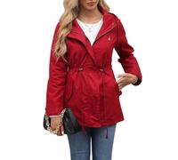 Mujeres Casual Ligtweight Militar Chaquetas Anorak Utilidad Cintura Alta Cordón Zip Up Capucha Abrigo