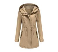 Mujeres Casual Ligtweight Militar Chaquetas Anorak Utilidad Cintura Alta Cordón Zip Up Capucha Abrigo