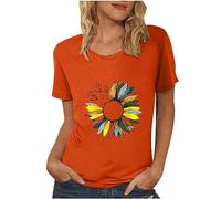 Mujeres Casual Simple Color Sólido Cuello Redondo Manga Corta Camiseta Divertida Impresión Letra Manga Corta Camiseta Top Satén Top Mujer, amarillo, L