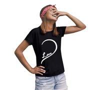 Mujeres Casual Simple Color Sólido Cuello Redondo Manga Corta Camiseta Divertida Impresión Letra Manga Corta Camiseta Top 2 Divisiones Mujer Verano, Negro , M