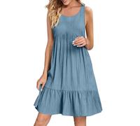 Mujeres Casual Verano Vestidos 2025 Vestidos Cortos de Playa Halter sin Mangas Vestido Midi Algodón Manga Corta Sueltos Vestido Vacaciones Vestido Midi Elegante