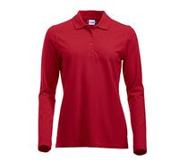 Mujeres clásico Polo de mangas largas de algodón camiseta Calce moderno, 11 colores vibrantes, XS-2XL rojo rosso Medium