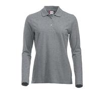 Mujeres clásico Polo de mangas largas de algodón camiseta Calce moderno, 11 colores vibrantes, XS-2XL gris gris Medium