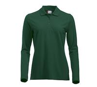 Mujeres clásico Polo de mangas largas de algodón camiseta Calce moderno, 11 colores vibrantes, XS-2XL verde verde oscuro Medium