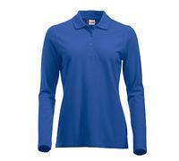 Mujeres clásico Polo de mangas largas de algodón camiseta Calce moderno, 11 colores vibrantes, XS-2XL azul azul real Medium