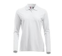 Mujeres clásico Polo de mangas largas de algodón camiseta Calce moderno, 11 colores vibrantes, XS-2XL blanco blanco Medium