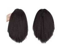 Mujeres Cola de caballo afro con clip, trenzas africanas sintéticas, estilo africano natural, postizo largo y esponjoso Diario(#4,24inches)