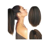Mujeres Cola de caballo afro con clip, trenzas africanas sintéticas, estilo africano natural, postizo largo y esponjoso Uso diario(T1B/30,12inches)