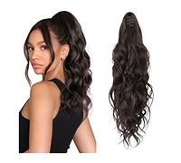 Mujeres Cola de caballo ondulada sintética de 20 pulgadas for uso diario en fiestas Extensión de cola de caballo de pelo ondulado largo y rizado Pinza de mandíbula en postizos sintéticos for mujeres U