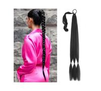 Mujeres Cola de caballo trenzada 76 cm largo con banda elástica, extensiones cola sintéticas for hacer tú mismo Uso diario(1B)