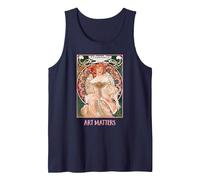 Mujeres con Flores Paris Mucha Art Nouveau Art Matters Camiseta sin Mangas, Hombre, Azul Marino, L