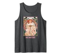 Mujeres con Flores Paris Mucha Art Nouveau Art Matters Camiseta sin Mangas, Hombre, Jaspeado Oscuro, M