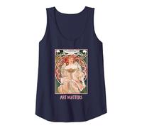 Mujeres con Flores Paris Mucha Art Nouveau Art Matters Camiseta sin Mangas, Mujer, Azul Marino, S