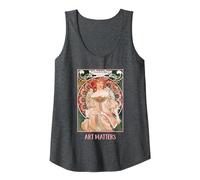 Mujeres con Flores Paris Mucha Art Nouveau Art Matters Camiseta sin Mangas, Mujer, Jaspeado Oscuro, S