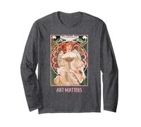 Mujeres con Flores Paris Mucha Art Nouveau Art Matters Manga Larga, Unisex para Adultos, Jaspeado Oscuro, XL