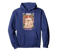 Mujeres con Flores Paris Mucha Art Nouveau Art Matters Sudadera con Capucha, Unisex para Adultos, Azul Marino, XXL