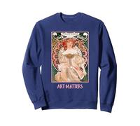 Mujeres con Flores Paris Mucha Art Nouveau Art Matters Sudadera, Unisex para Adultos, Azul Marino, M