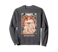 Mujeres con Flores Paris Mucha Art Nouveau Art Matters Sudadera, Unisex para Adultos, Jaspeado Oscuro, L