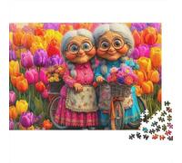 Mujeres de Edad Avanzada Paseo en Bicicleta Rompecabezas 1000 Piezas Abuelas Tulip Cartón Premium para Parejas Reunión Amigos para Decorar Oferta Mejor Regalo 38x26cm/1000pcs