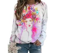 Mujeres de la época del Sudadera Retrato Pintura al óleo impresión otoño Sudadera o Cuello Manga Larga suéter Trajes Ropa callejera Tops